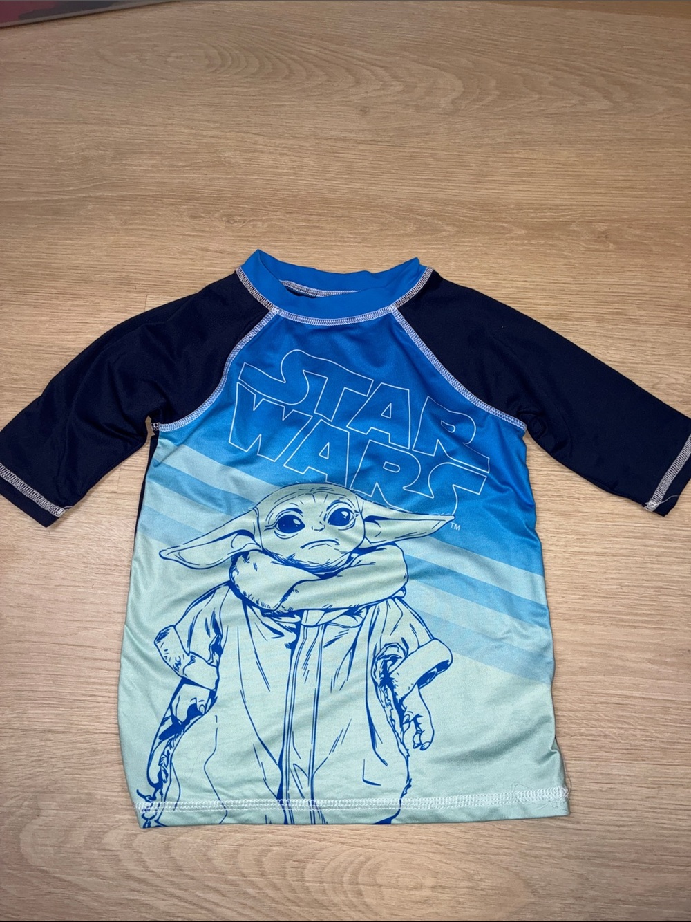 Star Wars Kids Blue & Navy Grogu Rash Guard Swim Top